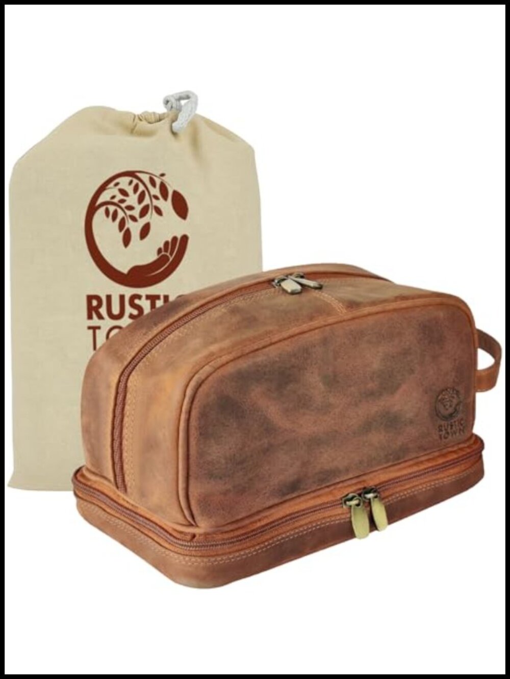 Full Grain Leather Toiletry Bag Travel Dopp Kit Shaving Bag